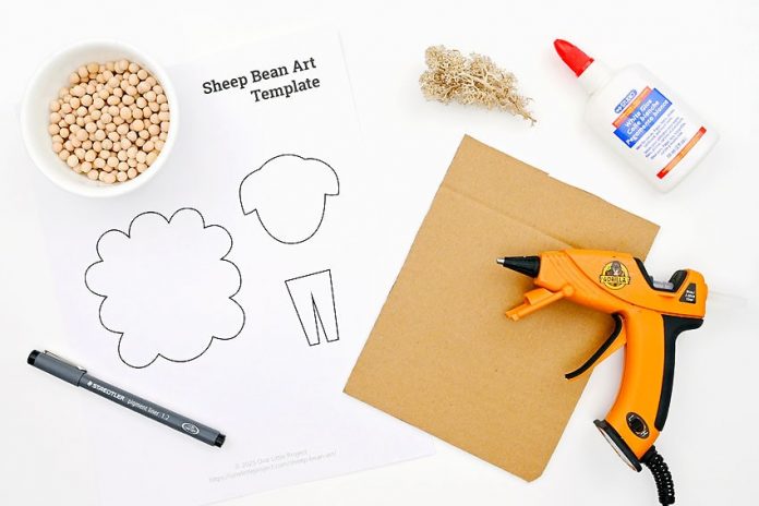 sheep bean art kids craft instruction image 1