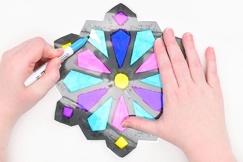 snowflake suncatcher kids craft instruction image 19