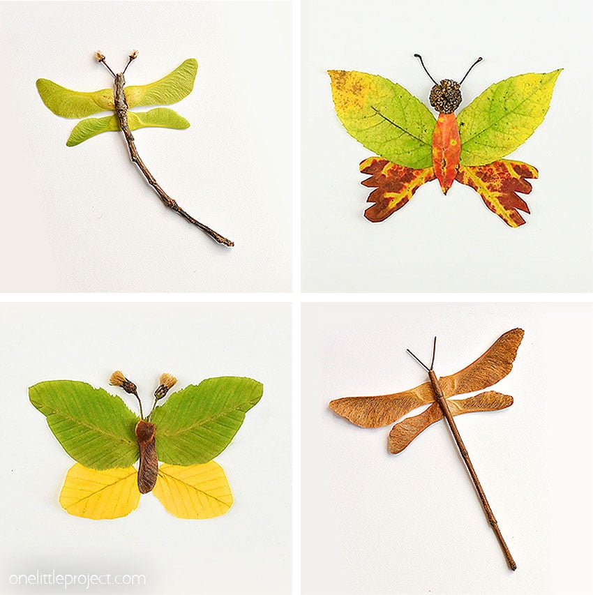 autumn leaf butterflies and dragonflies kids craft instruction image 11
