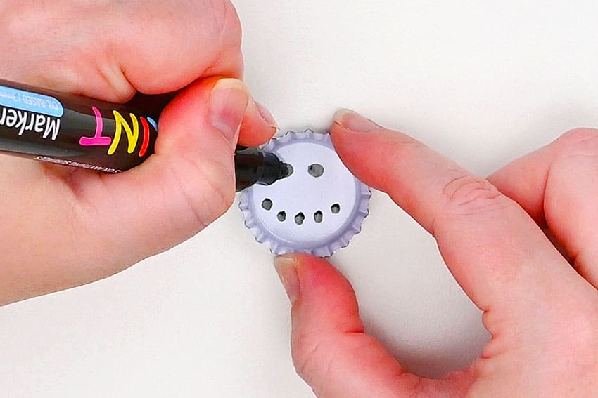 bottle cap snowman kids craft instruction image 2