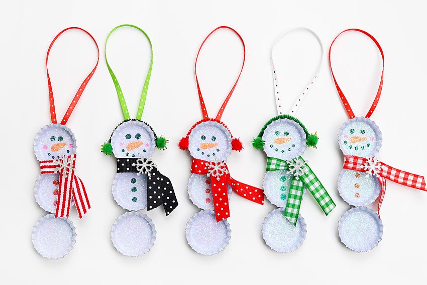 bottle cap snowman kids craft instruction image 20