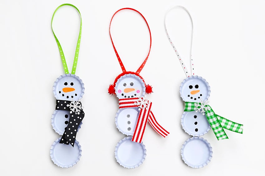 bottle cap snowman kids craft instruction image 21