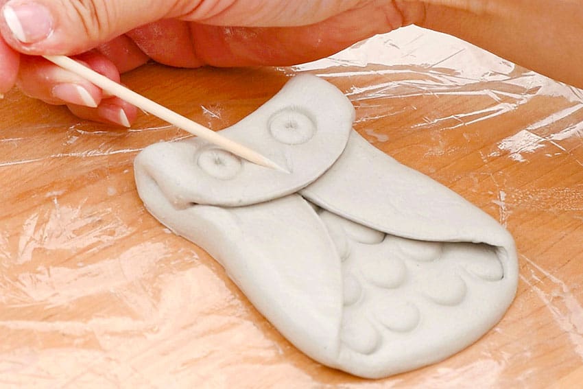 clay owl kids craft instruction image 14