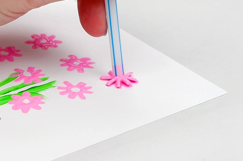 flower straw painting painting craft instruction image 11