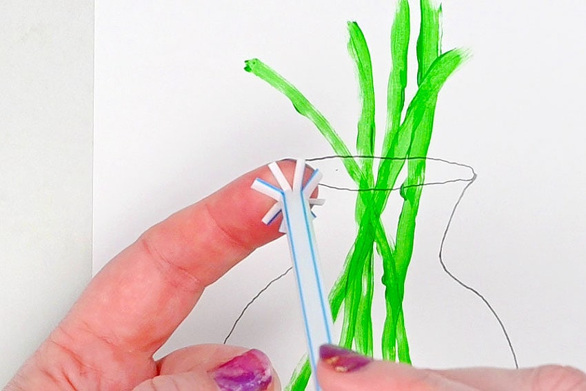 flower straw painting painting craft instruction image 7