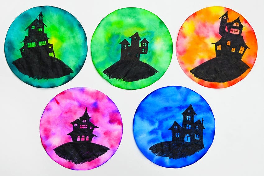 haunted house coffee filter kids craft instruction image 11