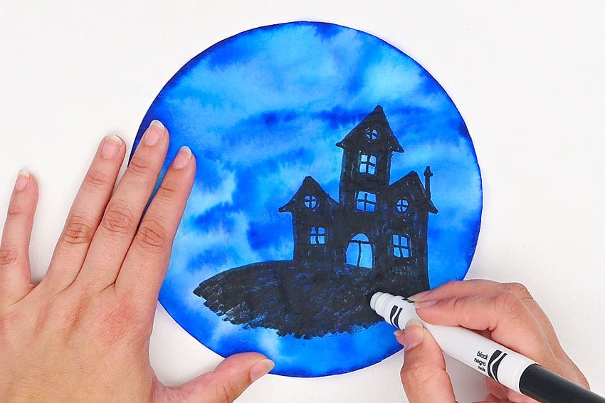 haunted house coffee filter kids craft instruction image 9