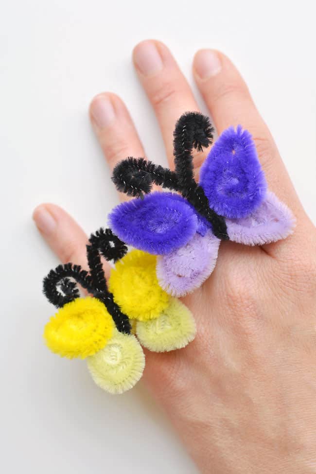 pipe cleaner butterfly rings kids craft instruction image 13